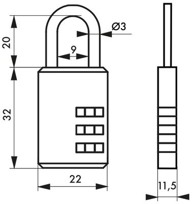 Cadenas à code largeur 22 mm THIRARD