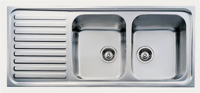 Evier de cuisine inox gris 116x50 cm 2 bacs 1 egouttoir - ESSEBAGNO