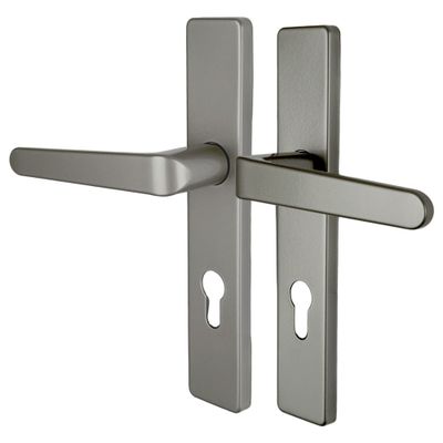 Poignées de porte sur plaques à cylindre double entraxe Celio gris ALPERTEC