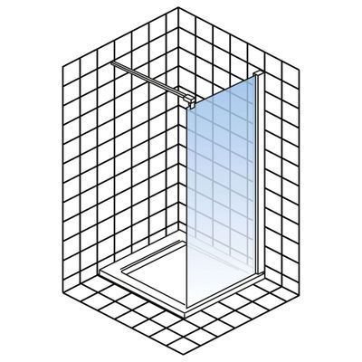 Paroi de douche à l'italienne 100x190 cm profilé chrome verre sérigraphié brouillard 5 mm NewStyle - SCHULTE