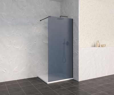 Paroi de douche à l'italienne 90x200 cm profilé noir verre fumé 8 mm Signature - OCEA