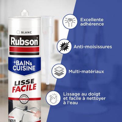 Mastic Silicone Sanitaire Lisse Facile Blanc 280 ml RUBSON