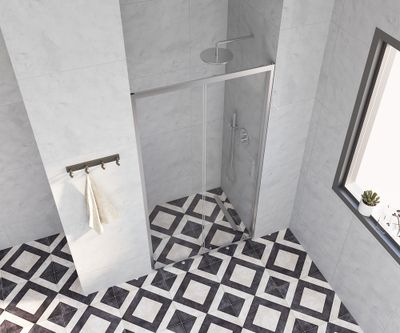 Porte de douche coulissante 100x185 cm profilé chrome verre transparent 4 mm Primera - OCEA