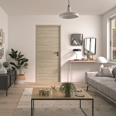 Bloc-porte fin de chantier réversible H.204 x l.73 cm chêne taupe VERONE 2 - OPTIMUM