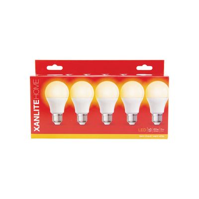 Ampoules LED SMD E27 opaque 9W = 806 lumens blanc chaud par 5 - XANLITE