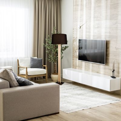 Lampadaire E27 + LED Rahul noir et bois 40W - TRIO