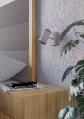 Spot salle de bains GU10 Consuma blanc et bois IP44 3W - EGLO