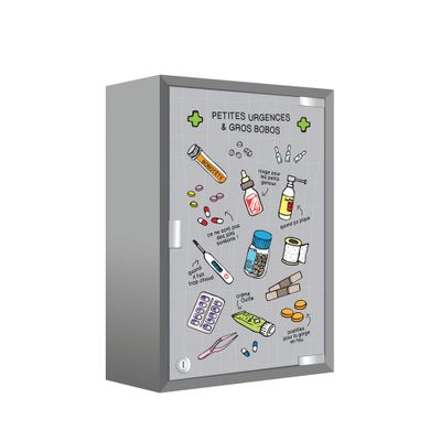 Armoire à pharmacie Petites urgences, laquée gris MP GLASS