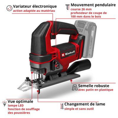Scie sauteuse PXC sans fil sans batterie TE-JS18/100 - EINHELL