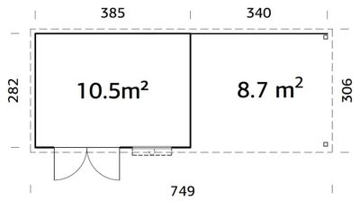 Abri de jardin avec pergola en bois Lya 2 - ép.28 mm - 23 m² hors-tout - Livraison à domicile incluse - WHITE WOOD