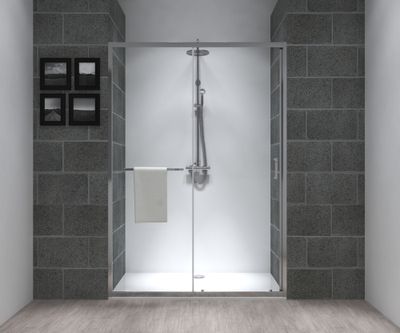 Porte de douche coulissante 140x195 cm profilé chrome verre transparent 6 mm Serenity - OCEA