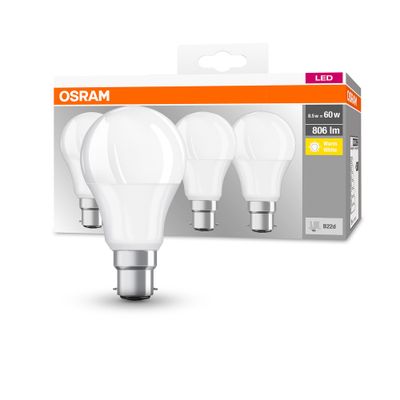 Lot de 4 ampoules LED standard B22 8,5W = 806 lumens blanc chaud - OSRAM