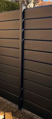 Poteau de clôture P-MEX avec renfort à sceller - Gris Anthracite 7016 - H 1,85 m - Kit prêt à poser - MOREY