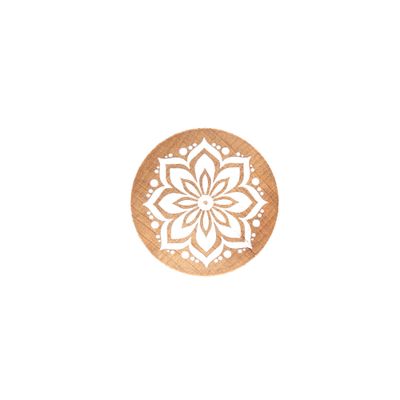 Bouton de meuble rond bois illustré blanc diamètre 38 mm REI