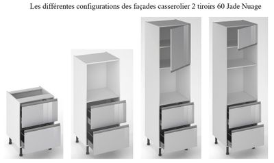 Façades tiroir pour meuble de cuisine Jade nuage 70 x 60 cm par 2 OFITRES