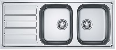 Evier de cuisine inox gris 116x50 cm 2 bacs 1 egouttoir - FRANKE