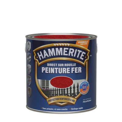 Peinture fer extérieur direct sur rouille Martelé Rouge  2,5 Litres - HAMMERITE
