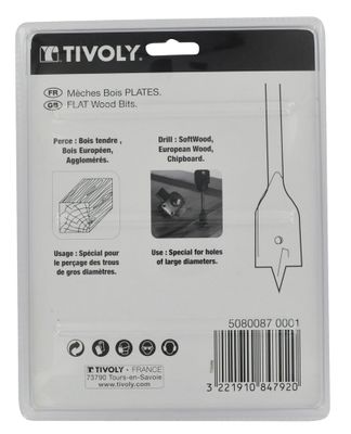 Mèches bois plates de 10 à 25 mm par 6 TIVOLY