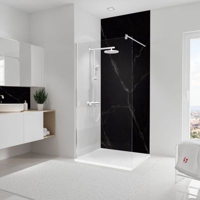 Panneau mural de douche 100x255 cm marbre de carrare noir DécoDesign Softtouch - SCHULTE