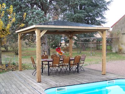 Abri de jardin pool house BLUETERM en bois traité sans paroi  12,31 m², Livraison à domicile incluse - HABRITA