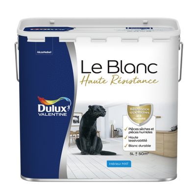 Peinture acrylique Haute Résistance Blanc mat 5 L - DULUX VALENTINE