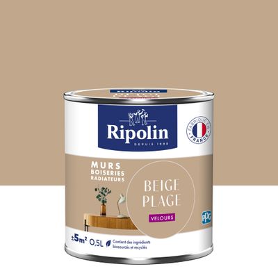 Peinture murs, boiseries et radiateurs beige plage velours 0,5 L - RIPOLIN