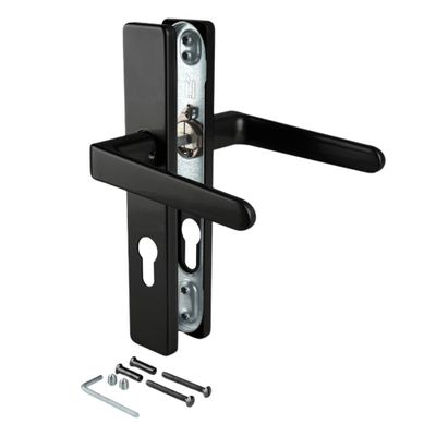 Poignées de porte double entraxe Celio noir mat à cylindre ALPERTEC