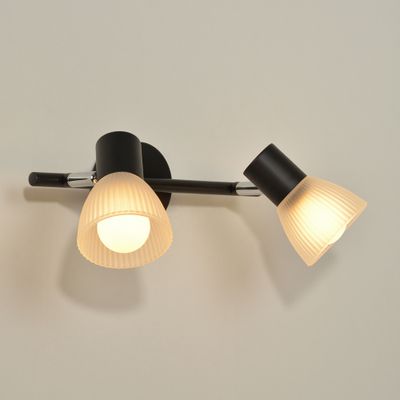 Réglette 2 spots E14 2x7W Noir et verre dépoli - Gino COREP