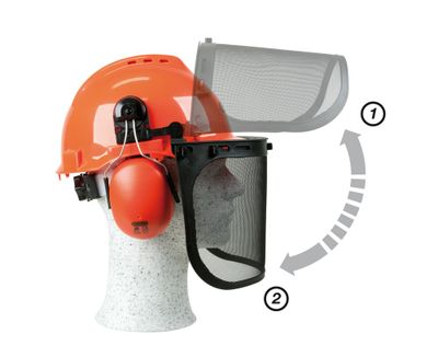 Casque de protection avec visière grillagée et protège oreilles Yukon® OREGON