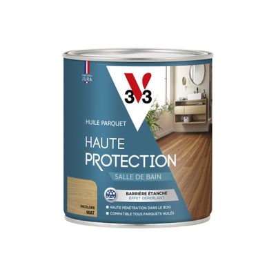 Huile parquet Haute Protection salle de bain incolore mat 0,75 L - V33