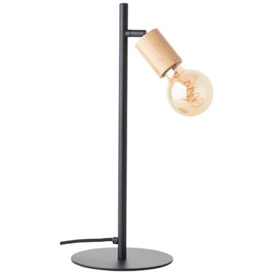 Lampe à poser E27 Tiffany noir et bois 28W - BRILLIANT