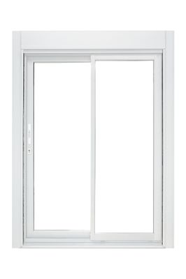 Baie vitrée coulissante pré-montée blanche 2 vantaux 2 rails avec volet roulant filaire l.2400 x H.2150 mm CLOSY