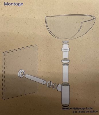 Siphon de lavabo avec hauteur réglable noir mat ROUSSEAU SANITAIRE