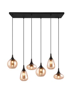 Suspension E14 Lumina noir et verre ambre 6x40W - TRIO