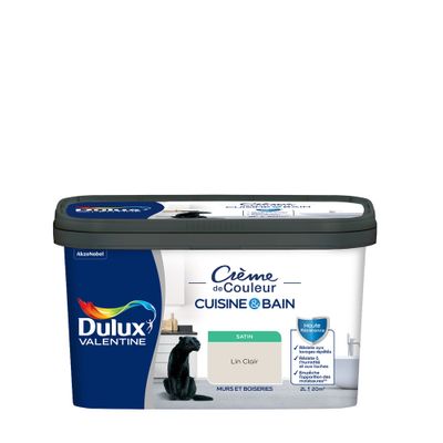 Peinture Crème de Couleur Cuisine et Bain Satin Lin Clair 2 L - DULUX VALENTINE