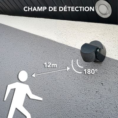 Détecteur de mouvement infrarouge noir IP65 - TIBELEC