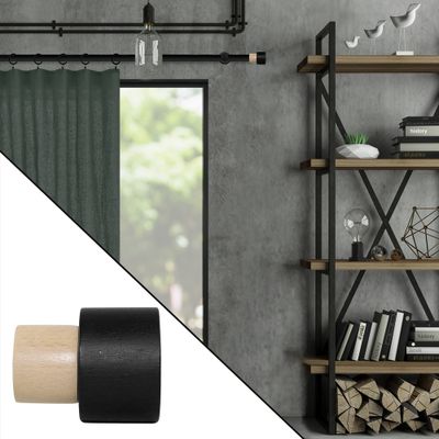 Embout déco bicolore à visser en bois diam 28 mm Finition Bois et Noir mat - MOBOIS