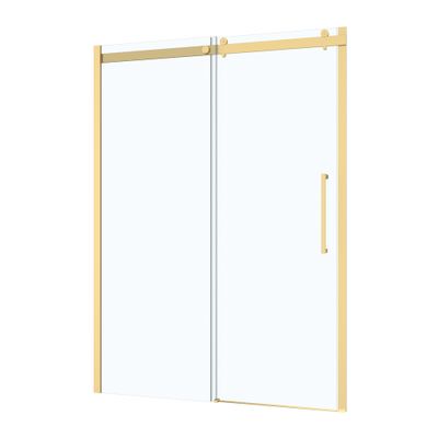 Porte de douche coulissante 140x200 cm profilé or verre transparent 6 mm Rolling - AURLANE