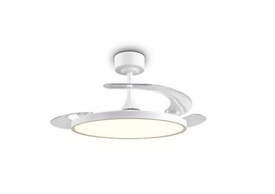 Ventilateur de plafond à pales rétractables LED + télécommande Blanc Ø106cm - Kasfjord REALITY