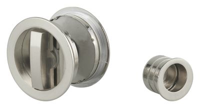 Poignée cuvette chromé ronde pour serrure porte coulissante THIRARD