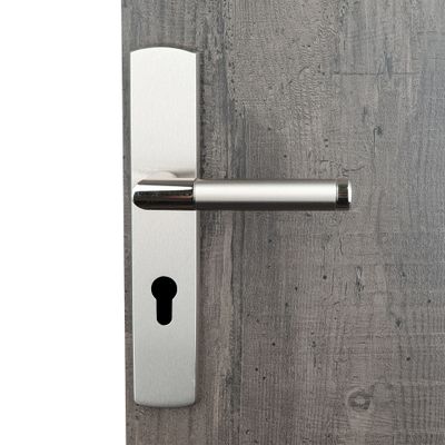 Poignées de porte sur plaques à cylindre Louison nickel mat ALPERTEC