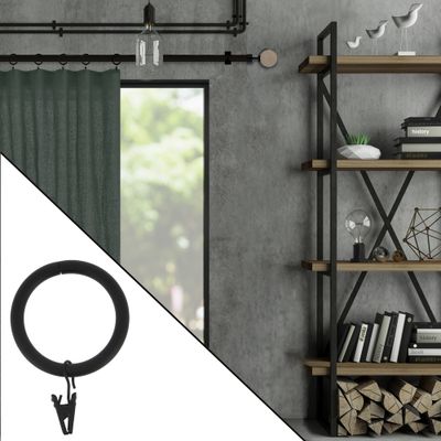 Anneaux avec pince en métal diam 52 diam Finition Noir mat par 10 - MOBOIS