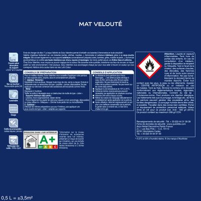 Peinture Laque Valénite Blanc mat 0,5 L - DULUX VALENTINE