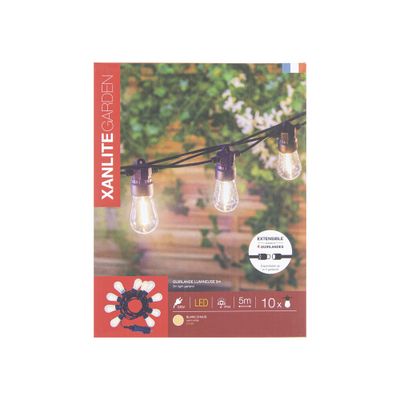 Guirlande lumineuse extérieur LED 5m noir IP44 300 lumens blanc chaud - XANLITE