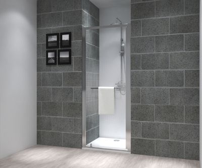 Porte de douche pivotante 90x195 cm profilé chrome verre sérigraphié 6 mm Serenity - OCEA