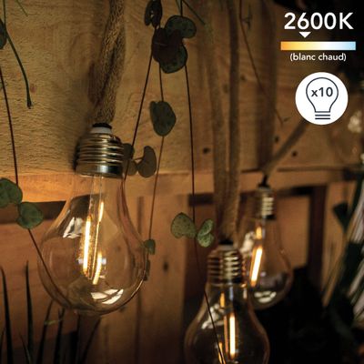 Guirlande lumineuse extérieur solaire LED  9m Toas corde IP44 blanc chaud - TIBELEC