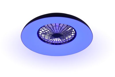 Ventilateur de plafond avec lumière LED multicolore + télécommande Noir Ø60cm - Svaerholt REALITY