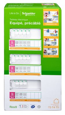 Tableau électrique pré-équipé Resi9XP 3 rangées pour logement T3 à T5 - SCHNEIDER ELECTRIC