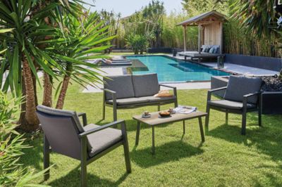 Salon de jardin SUNSET aluminium graphite 4 places - PROLOISIRS