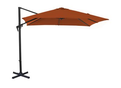 Parasol déporté ROMA 250 x 250 cm alu/acier 8 baleines inclinable manivelle paprika - PROLOISIRS